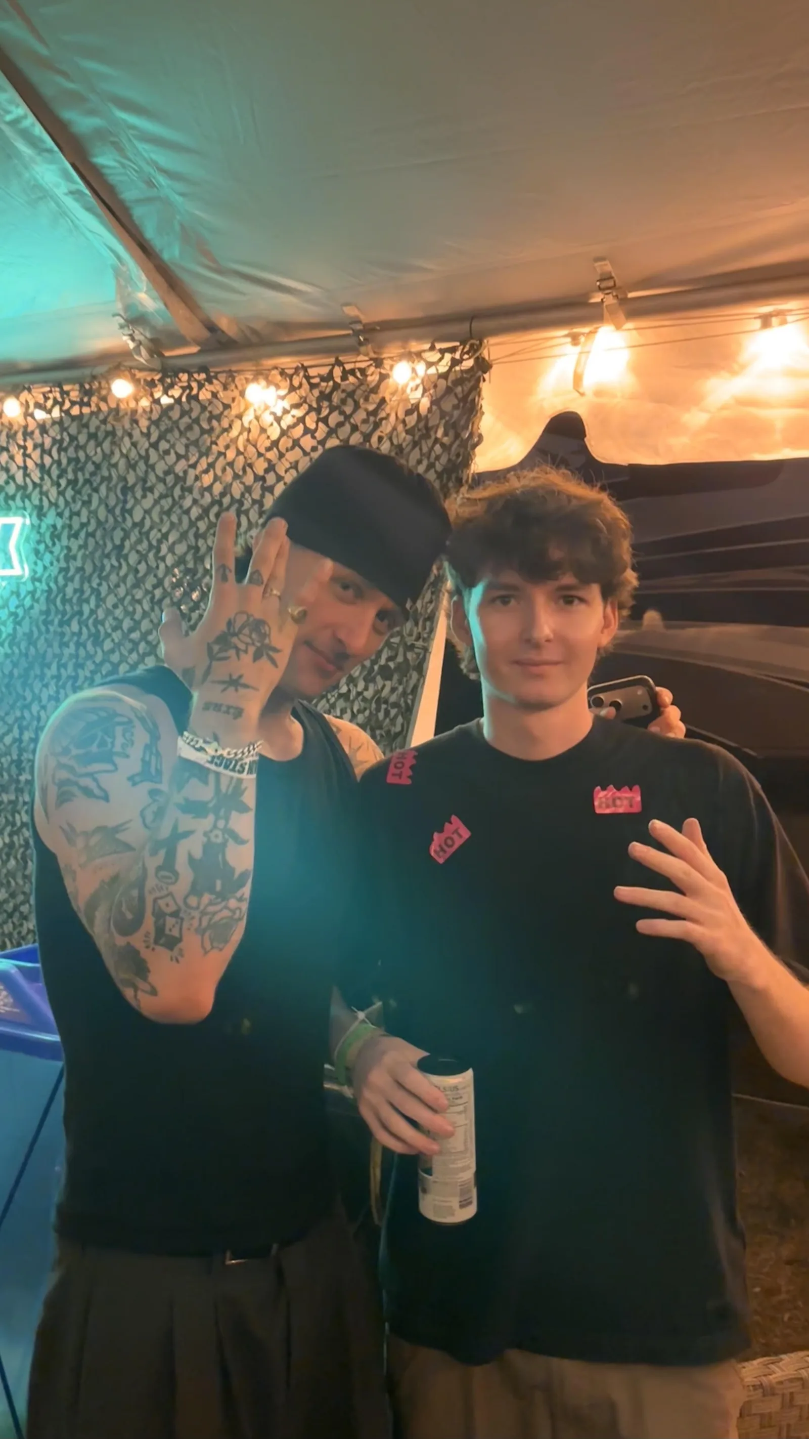 Keenan sharing a festival moment with another attendee